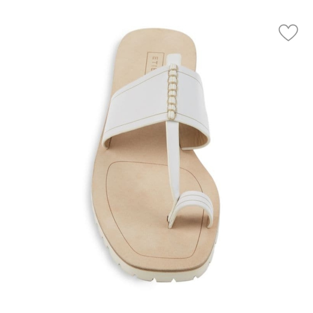 Etienne Aigner Mae Leather Toe Ring sandals size 8.5 white